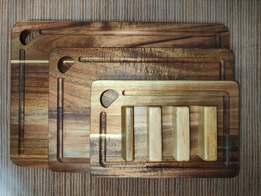 Teak-Style Wood Cutting Board Set