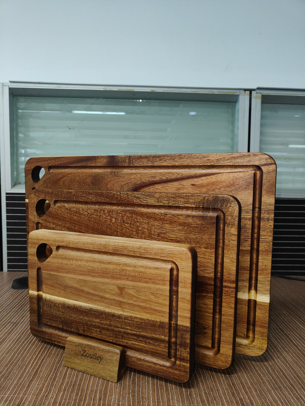 Teak-Style Wood Cutting Board Set